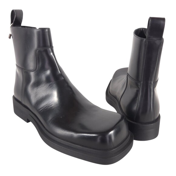 Bottega Veneta Square Toe Chunky Sole Zip Boots US 12 EU 45 Mens Black $1450